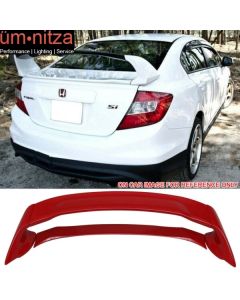 Fits 12-15 Honda Civic 9th 4DR Mugen Style Rear Trunk Spoiler Wing Lip R513 Red