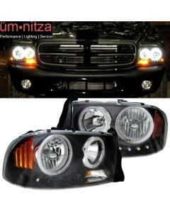 Fits 98-04 Dodge Durango Dakota CCFL Halo Headlights Black