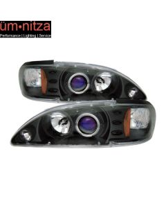 Fits 94-98 Ford Mustang 1Pc Halo Projector Headlights Black