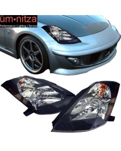 Fits 03-06 Nissan 350Z JDM Black Projector Headlights