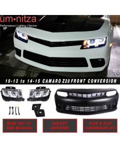 Fits 10-13 Camaro to 14 SS Front Bumper Conversion Chrome Housing Headlights