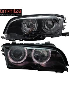 Fits 99-01 Fit BMW E46 3 Series 2D Dual Halo Projector Headlight