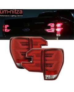 Fits 09-14 Ford F150 Sequential LED Tail Lights Red Lens Clear Housing