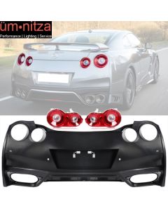 Fits 09-22 Nissan GTR R35 OE Factory Style Rear Bumper Cover + Tail Lights 2PC