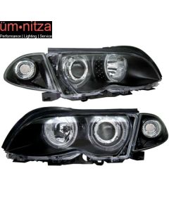 Fits 99-01 Fit BMW E46 Sedan 4Dr Halo Projector Headlights Black