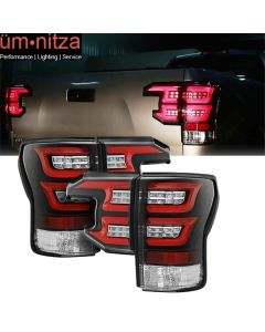 Fits 07-13 Toyota Tundra Sequential LED Tail Lights Clear Lens Black Housing