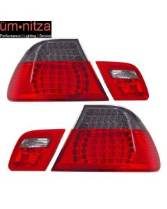 Fits 99-01 Fit BMW 3 Series E46 2Dr LED Tail Lights Red Sm 4PCS