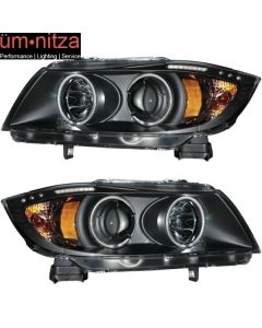 Fits 05-08 E90 E91 4Dr WGN Projector Headlights Halo CCFL