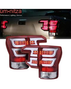 Fits 07-13 Toyota Tundra Sequential LED Tail Lights Clear Lens Red Housing