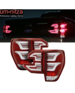 Fits 09-14 Ford F150 Sequential LED Tail Lights Clear Lens Red Housing