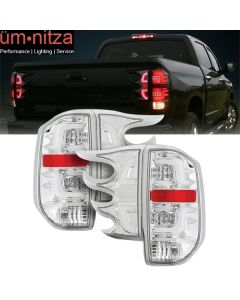 Fits 14-16 Toyota Tundra Replacement LED Tail lights Clear Lens Chrome Housing