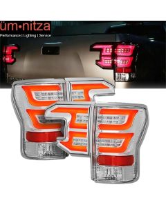 Fits 07-13 Toyota Tundra Sequential LED Tail Lights Clear Lens Chrome Housing