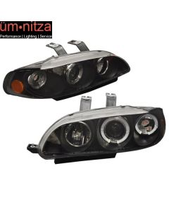 Fits 92-95 Civic 4Dr Halo Projector Front Running Driving Lamp Headlights Black