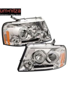 Fits 04-07 Ford F150 Halo LED Projector Headlights Chrome