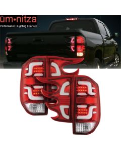 Fits 14-16 Toyota Tundra Replacement LED Tail lights Clear Lens Red Housing 4PC