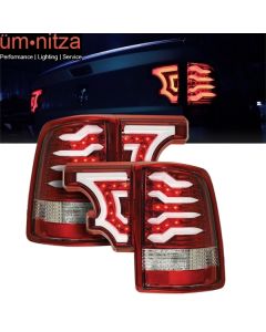 Fits 09-16 Dodge Ram 1500 2500 3500 LED Tail Lights Clear Lens Red Housing LH RH