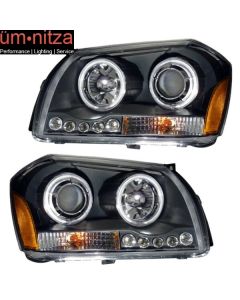 Fits 05-07 Dodge Magnum Projector Headlights Black Clear Amber CCFL