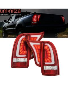 Fits 05-15 Toyota Tacoma LED Replacement Tail Lights Clear Lens Red Housing 4PC