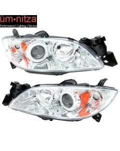 Fits 04-07 Mazda 3 4Dr Sedan CCFL Halo Chrome Projector Headlights