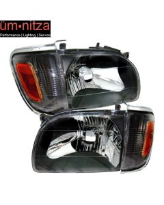 Fits 01-04 Toyota OE Tacoma Black Headlights + Corner Signal Lamps Amber