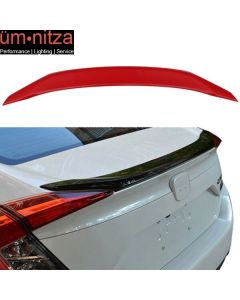 Fits 16-18 Honda Civic X Sedan 4Dr OE Trunk Spoiler Painted Rallye Red # R513