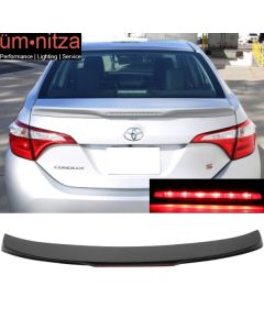 Fits 14-19 Toyota Corolla OE Style Trunk Spoiler With 3rd Brake Light LED ABS