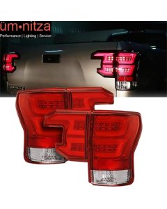 Fits 07-13 Toyota Tundra Sequential LED Tail Lights Red Lens Clear Housing