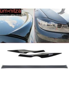 Fits 06-11 Fit BMW 3 Series E90 Sedan OE Trunk Spoiler & Headlight Eyelid Covers