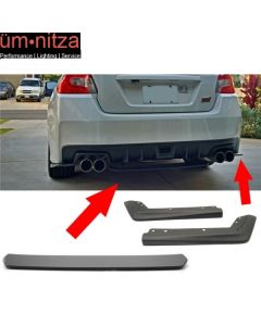 Fits 15-18 Subaru WRX STI 2 Piece Rear Aprons + Rear Diffuser ABS