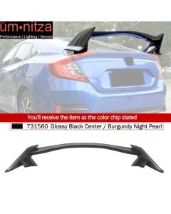 Fits 16-21 Honda Civic Type R Rear Trunk Spoiler Painted Gloss Black & Burgundy