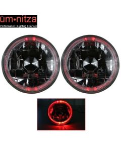 5 Inch Round Headlights Conversion Angel Eye Crystal Clear Red Halo LED Pair