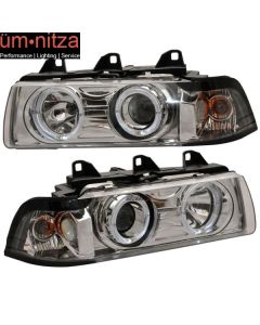 Fits 92-98 Fit BMW E36 4Dr Sedan Halo Projector Headlights Lamps