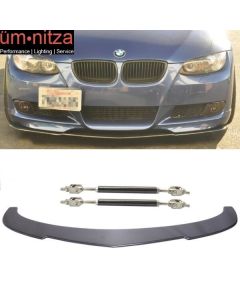 Fits 07-13 Fit BMW E90 E92 E93 2Dr 4Dr K3 Carbon Fiber Front Bumper Lip&Splitter Rod