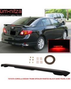 Fits 09-13 Toyota Corolla Trunk Spoiler Painted Black Sand Pearl # 209 LED Light