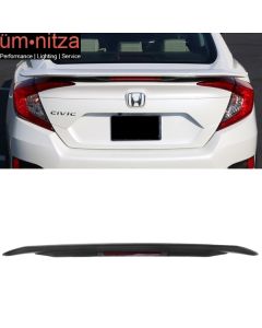 Fits 16-18 Civic X 10th Sedan JDM RS SI Unpainted Black Trunk Spoiler Wing