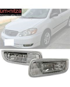 Fits 2003 2004 Toyota Corolla Clear Fog Lights Bumper Fog Driving Lamp +Switch