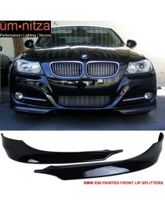 For 09-12 BMW E90 3-Series OE Style Front Bumper Lip Splitters Spoiler 668 Black