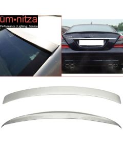 Fits 07-13 W221 Trunk Spoiler & Roof Wing Painted #775 Iridium Silver Metallic