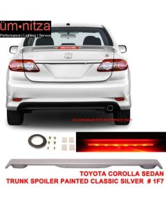 Fits 09-13 Toyota Corolla 4D Trunk Spoiler Painted Classic Silver #1F7 LED Light