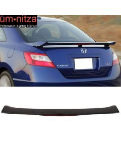 Fits 06-11 Honda Civic 2Dr Trunk Spoiler With 3rd Brake LED Light Unpainted ABS