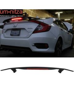 Universal 52" 2 Post Rear Trunk Spoiler W/3RD Brake LED Light ABS Matte Black