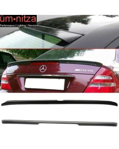 Fits 03-05 Benz W211 Sedan AMG Trunk Spoiler & L Type Roof Wing Unpainted ABS