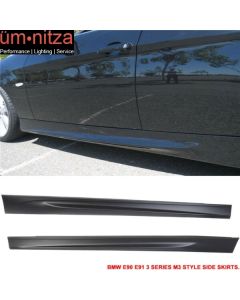 Fits BMW 06-11 E90 E91 3-Series Sedan MT Msport M3 Style Side Skirts Pair PP