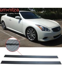 Fits 08 Infiniti G37S Coupe Carbon Fiber Texture Side Skirts Bottom Line Lip