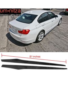 Fits 12-18 BMW 3 Series F30 Side Skirt Extension Flat Bottom Line Carbon Fiber