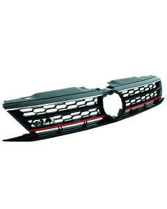 15-17 VW Jetta MK6 Sedan GLI Style Hex Mesh Front Grille - Black w/ Red Trim