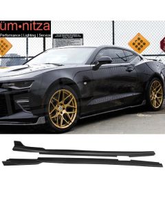 Fits 16-23 Chevy Camaro Ikon Style Side Skirts Extension Unpainted Black PP