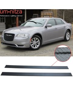 Fit 13-16 Chrysler 300 Carbon Fiber Texture V1 Style 2PC Side Skirt Extension PP