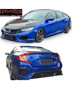 Fits 16-18 Civic Sedan Concept Front & Rear Bumper Conversion & Side Skirts