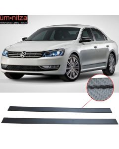 Fits 13 VW Passat Carbon Fiber Texture Side Skirt Extension Flat Bottom Line Lip